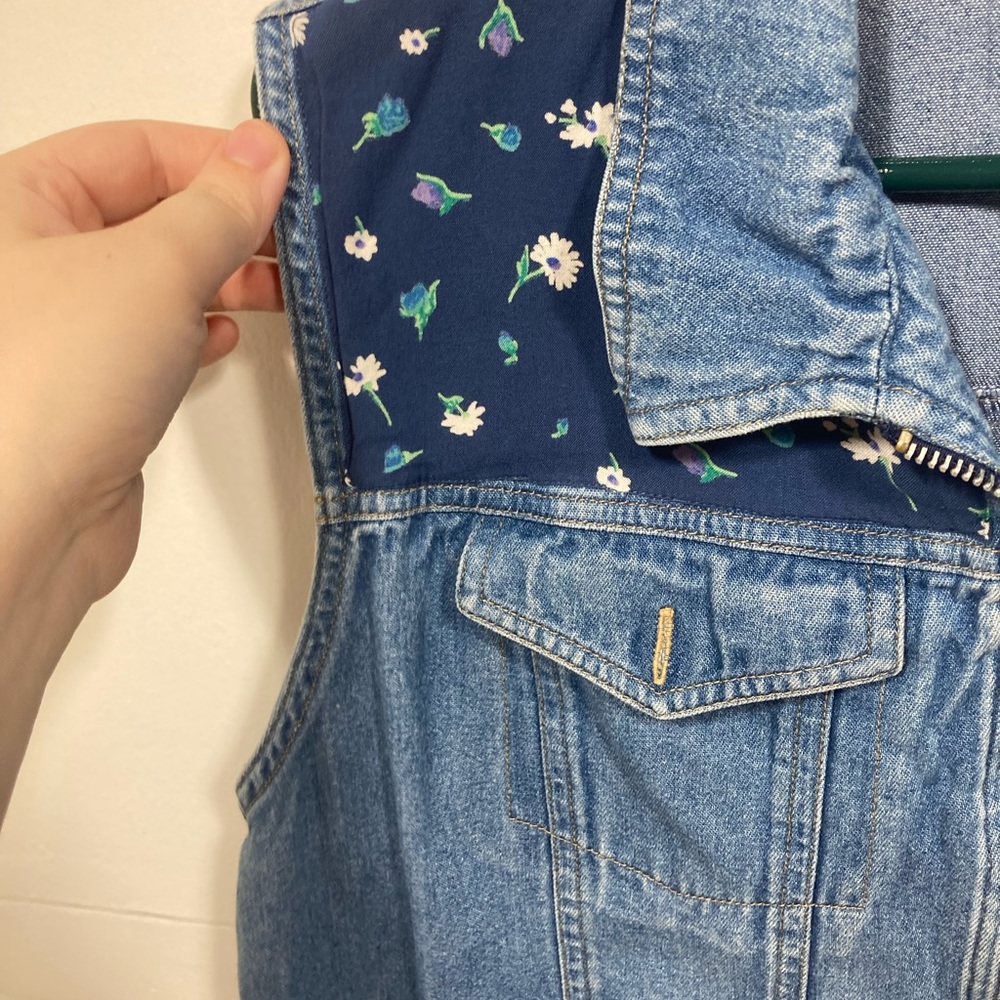 Vintage Koret City Blues Denim Jean Button Vest Upper Floral Large. - Picture 6 of 11